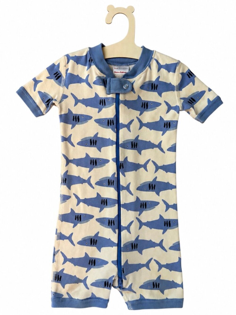 Hanna Andersson Baby 2-Way Zip Shortie Sleeper (Bubbles the Shark) 18-24M